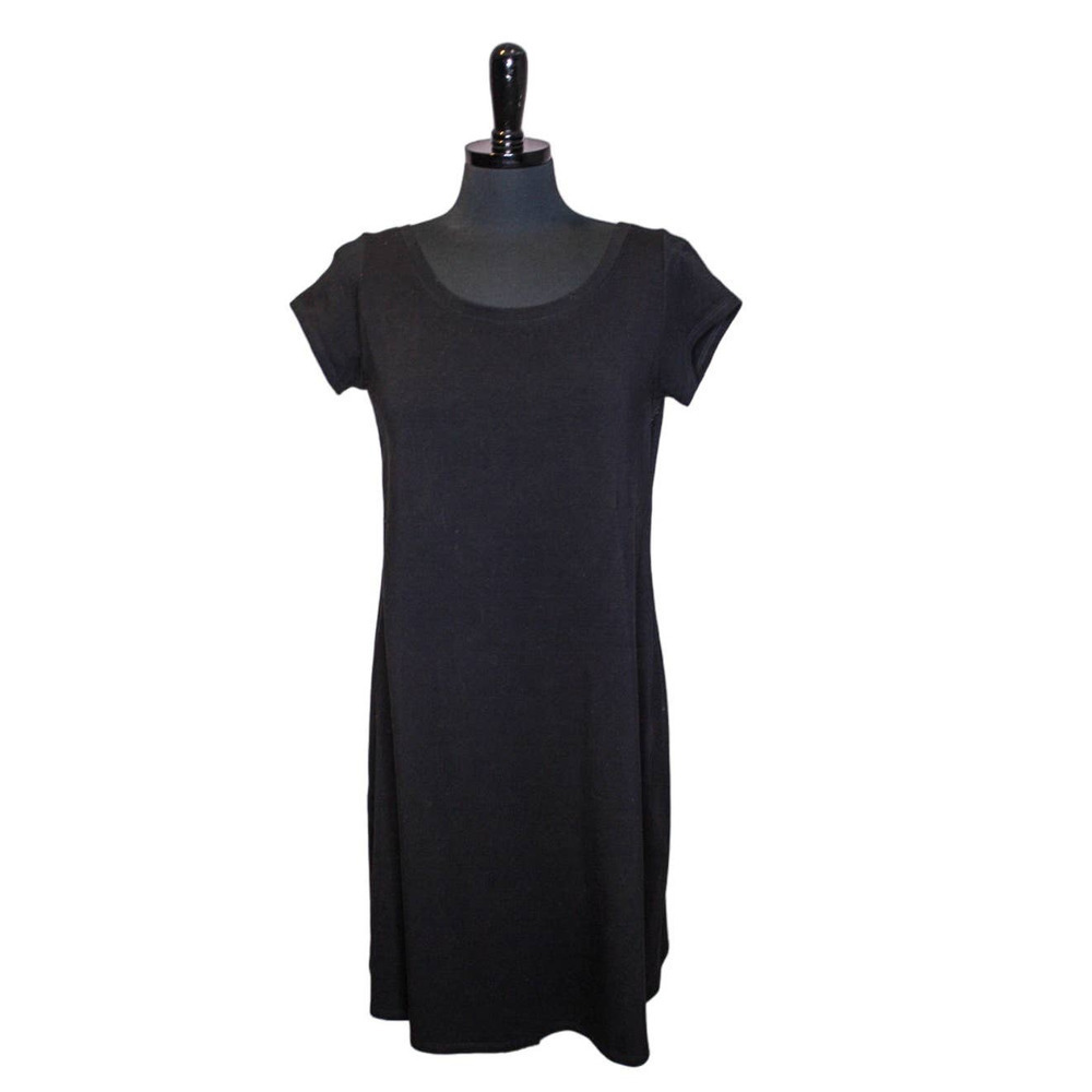 Eileen Fisher T Shirt Dress Short Sleeve Black Organic Cotton Size M
